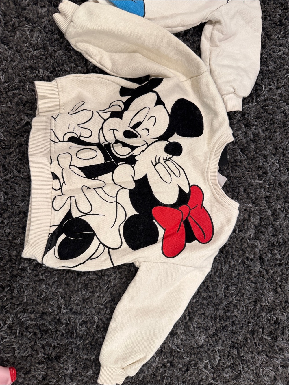 Kids White Mickey & Minnie Graphic Sweatshirt with Red Bow